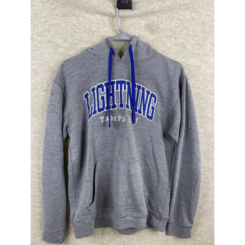 Tampa Bay Lightning Mens Gray Pullover Hoodie Embroidered NHL Hockey